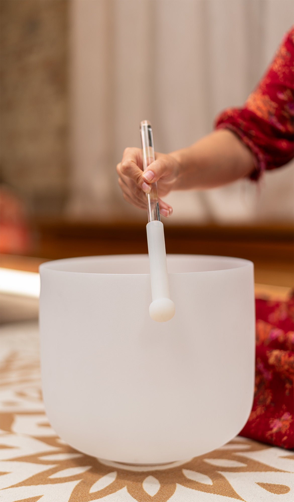 Mallet risonante in cristallo e silicone Semi-rivestito per Campane in cristallo di quarzo | Largo